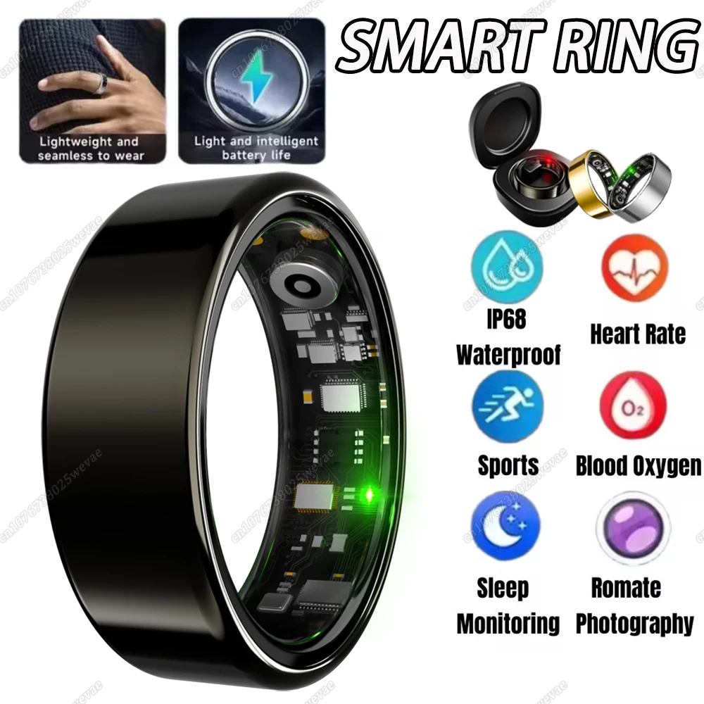 

Новое умное кольцо, трекер здоровья, пульсометр, кислород в крови, монитор сна, мультиспортивное кольцо из нержавеющей стали, 5 АТМ, водонепроницаемое кольцо для Android