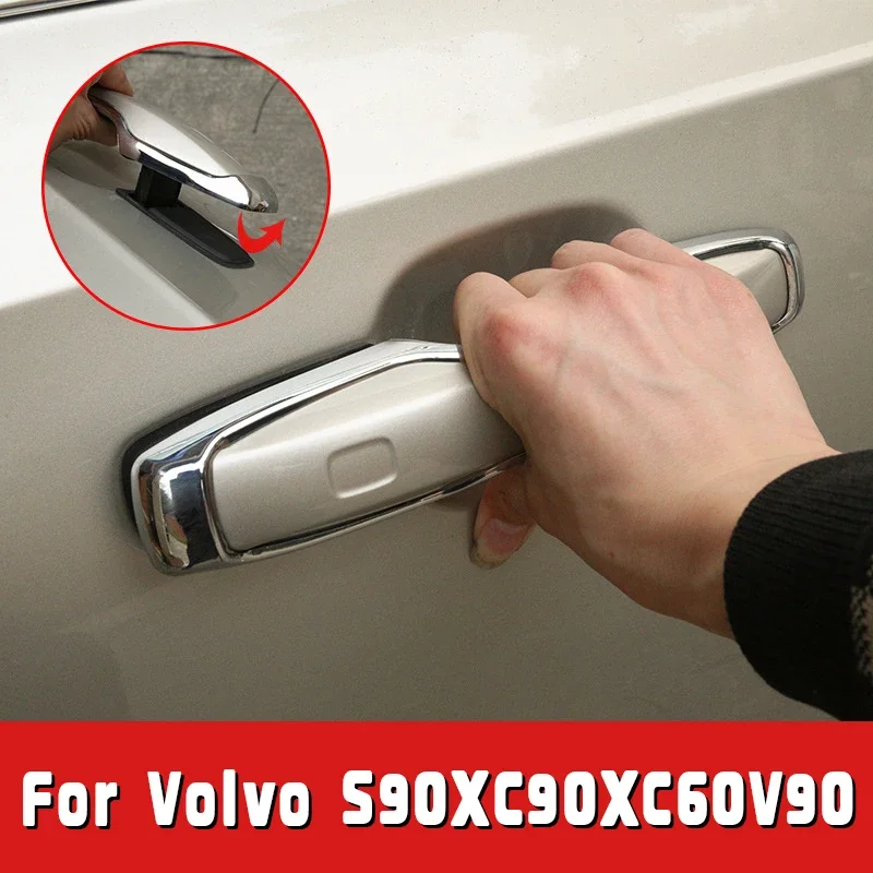 4pcs Car Door Handle Decoration Sticker Hollow Cover Trim for Volvo S90 XC90 XC60 V90 Car Chromium Styling