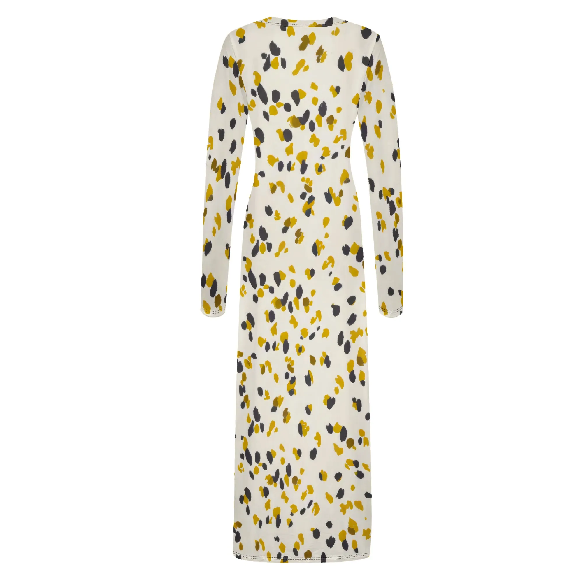 ผู้หญิงBodycon Maxiชุดฤดูใบไม้ร่วงฤดูใบไม้ผลิแฟชั่นแขนยาวพิมพ์ลายดอกไม้กระชับParty Club Ruched Dresses