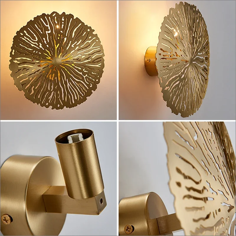 Nordic Luxury Wall Lamp Modern Lotus Leaf Art Wall Lights Bedside Lamp Living Room Wall Sconces Home Deco Light Fixtures G4 Bulb