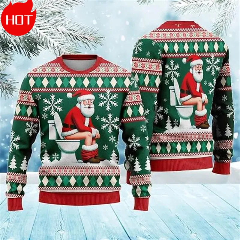 3D Happy Christmas Printing Sweatshirts Xmas Flamingos Graphic Christmas Jumpers Men Funny Streetwear Ugly Christmas Sweatshirts