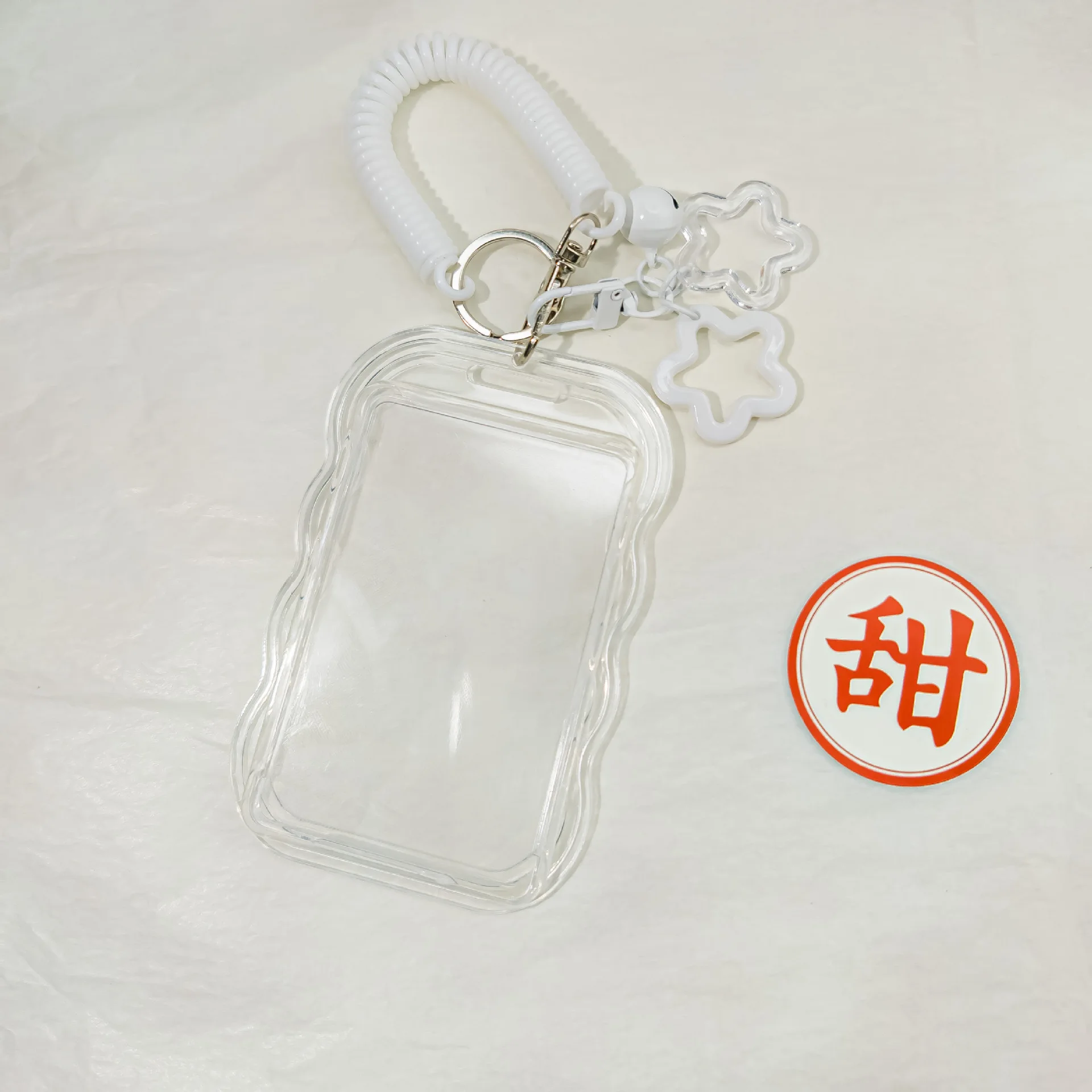 Cute Clear Card Holder Keychain Wristlet, Photo Card ID Badge Holder Bag Charm Phone Case Accessory