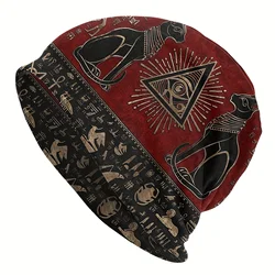 Skullies Beanies Caps Egyptian Cats And Eye Of Horus Thin Hat Autumn Spring Bonnet Hats Men Women's Unisex Ski Cap