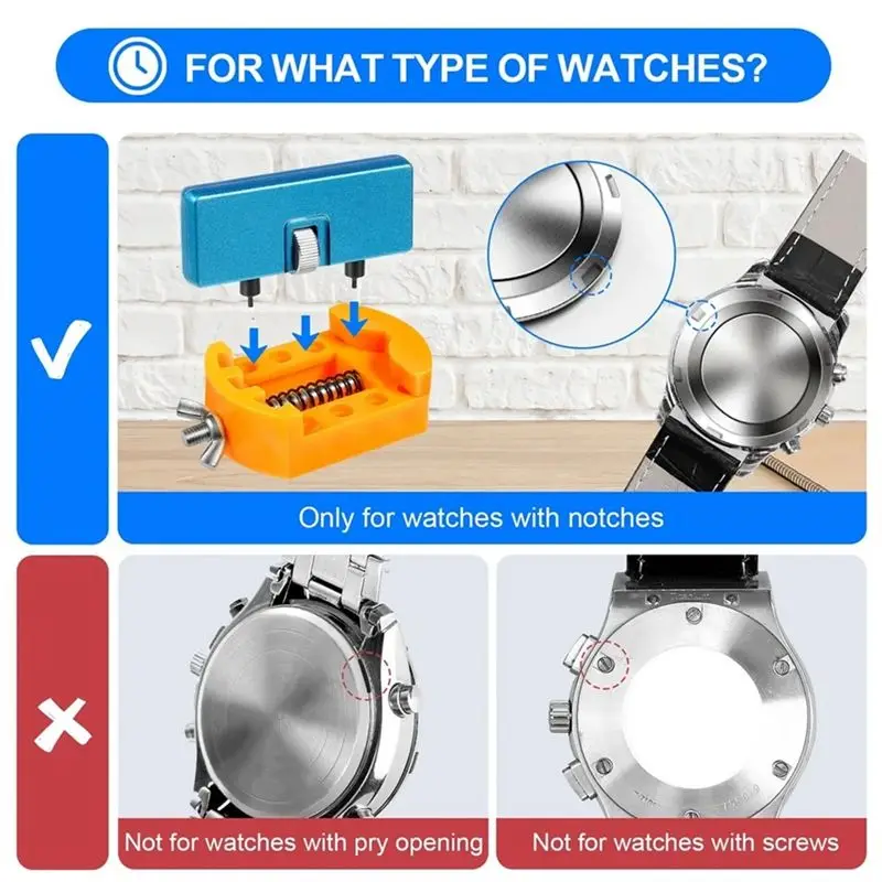 A32HOT-Watchmaker Repair Tool Kit Watch Opener Wrench Back Cover Remover Opening Tools For Battery Change Watch Repair Tool