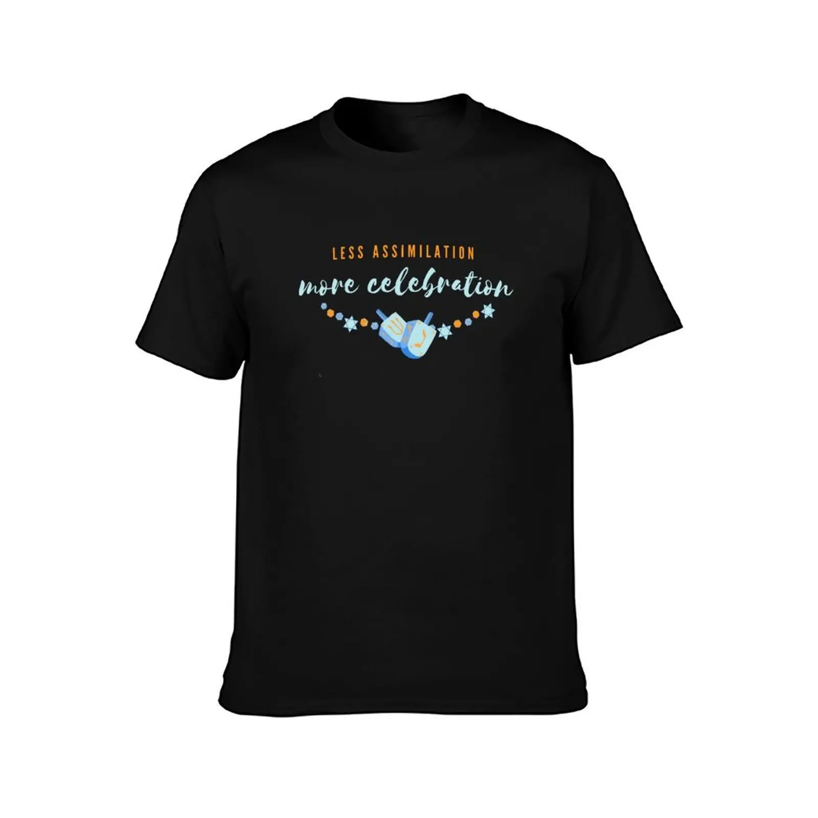 Less Assimilation, More Celebration (funny Hanukkah design) T-Shirt, Summer Casual Cotton Tee, Oversized Streetwear Tops