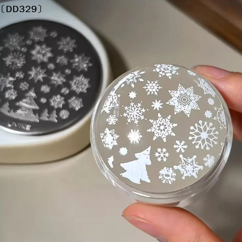 9 Pcs Christmas Snowflake Lace Bowknot Nail Art Transfer Printing Steel Plate Set DIY Silicone Stamp Templates〔DD329〕