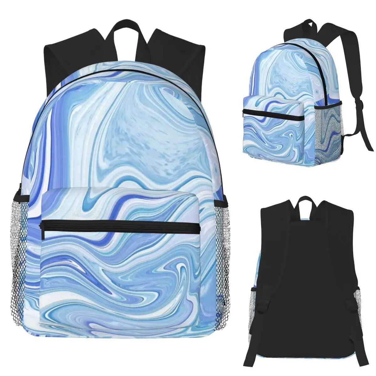 

Синий мраморный студенческий рюкзак, школьная сумка, походный дорожный рюкзак для мужчин и женщин, сумки на плечо для книг