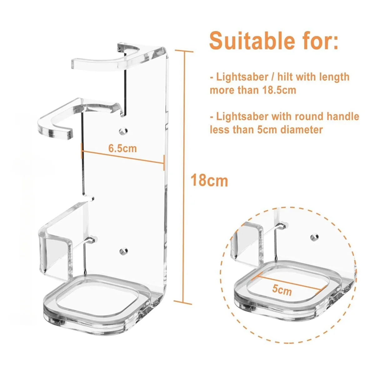 

New 2PCS Lightsaber Stand Wall Mount Lightsaber Display Stand Acrylic Lightsaber Holder for Vertical & Cross Displaying,B