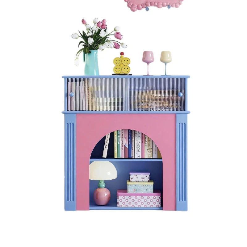 Dopamine Fireplace Decorative Cabinet, Playful Fireplace Cabinet, Multi-compartment Storage Helper, Modern Simple Entryway