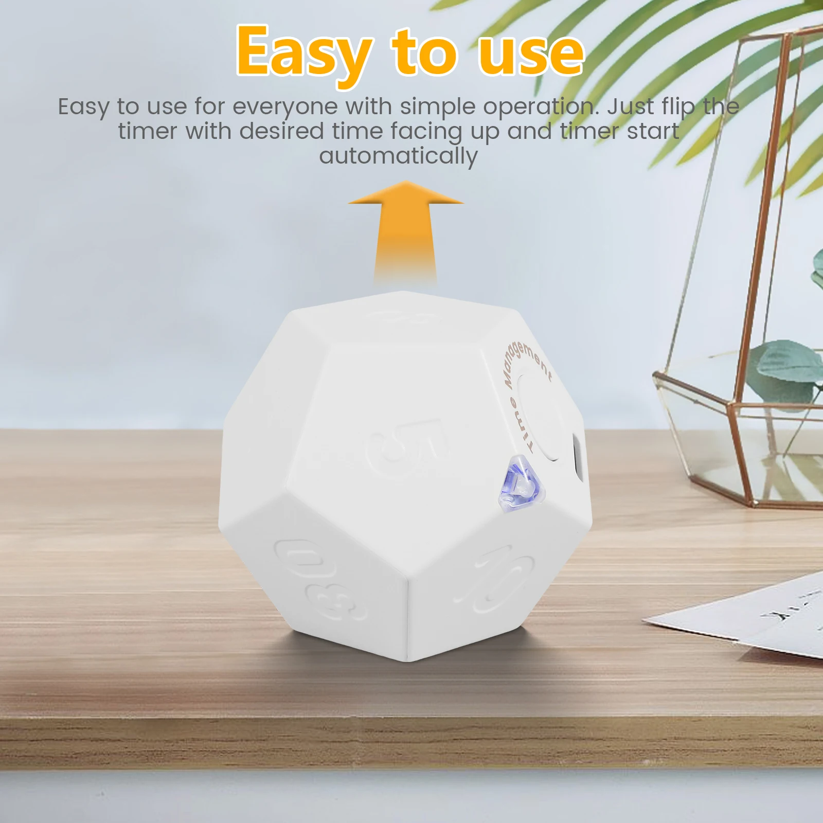 Cube Timer 450mAh Rechargeable Mini Time Management Cube 2 Alarm Mode Pomodoro Timer Cube Dodecagon Time Ball Dodecahedron Timer