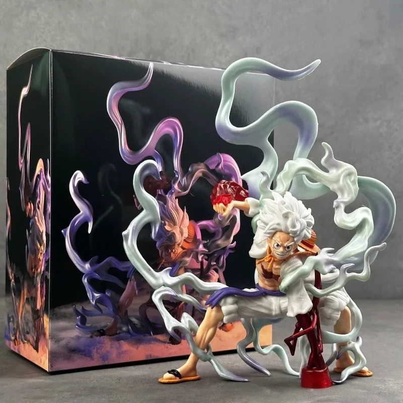 One Piece Nika Ruffy Five Gear Flame Actionfigur – Anime-Sammelmodell, Spielzeug, Kampfhaltung, Zubehör für Sammler