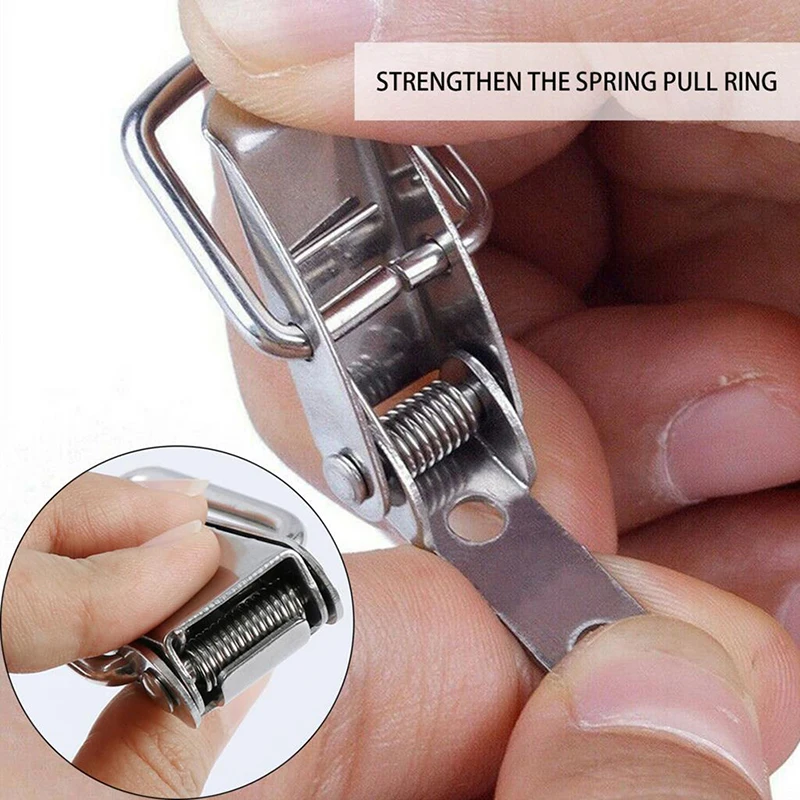 4PCS Mini Lock Cabinet Boxes Spring Stainless Steel Loaded Latch Catch Toggle Clamp Hasp For Chest Box Gift Suitcase Case