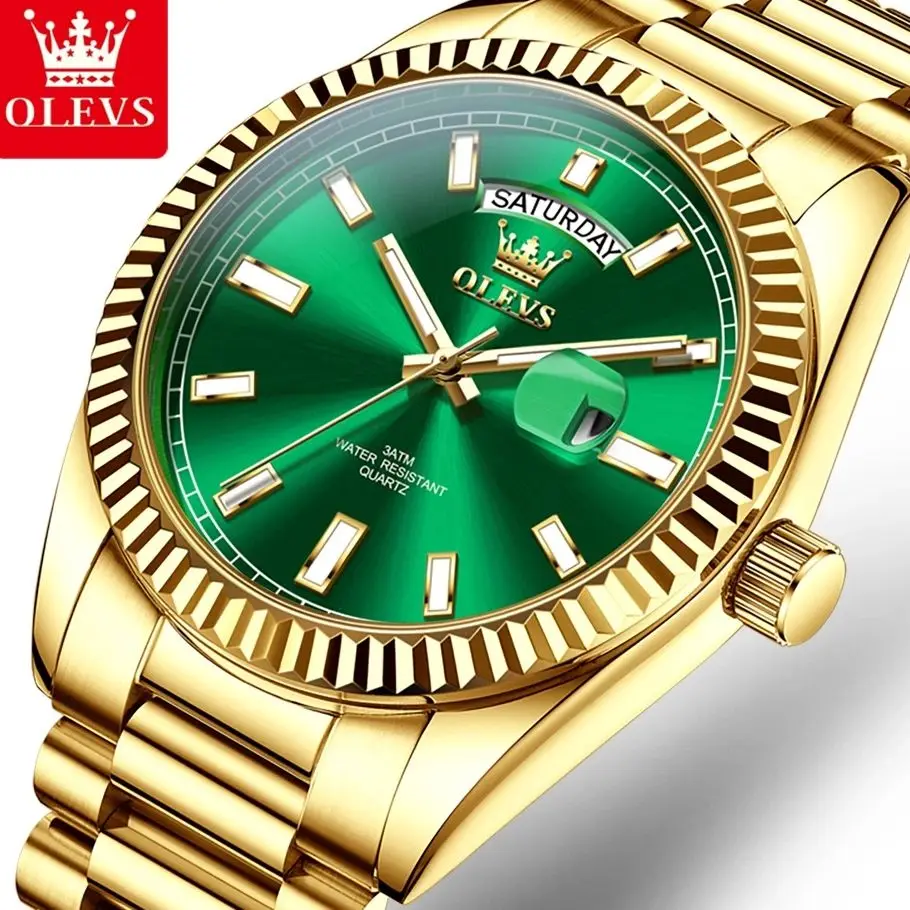 OLEVS 5650 Man Watch Luxury Original Business Sport Quartz Wristwatches Waterproof Luminous Week Date Watches For Man Gifts