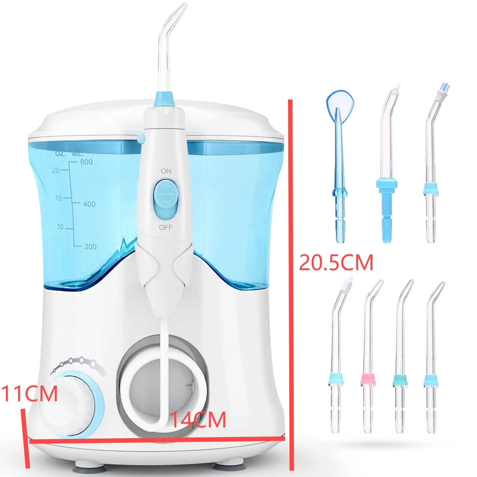 Water Flossers for Teeth 600ML Oral Irrigator Rechargeable Portable Dental 3 Modes Water Tank Waterproof Teeth Cleaner