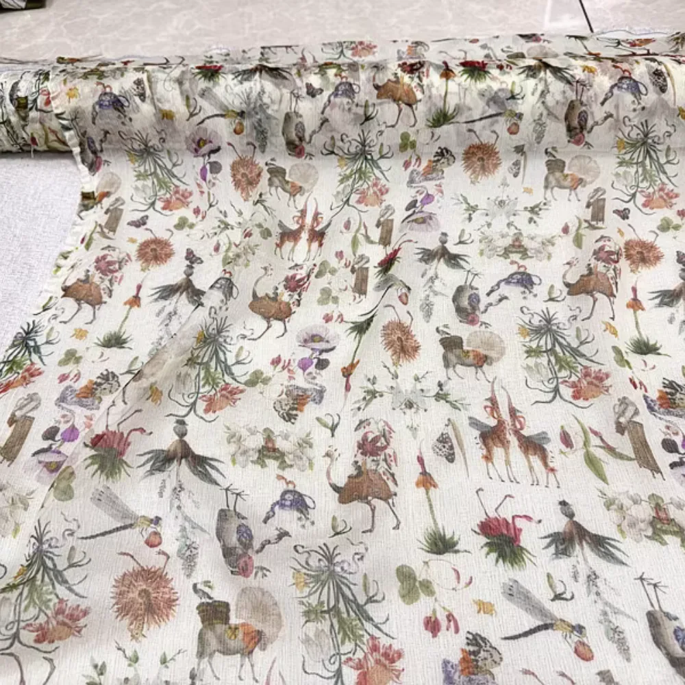 Animal Design Low Price Timeless Comfortable Gentle Touch Silk Crepe Georgette Fabric with Delicate texture for Baby Cloth Dress
