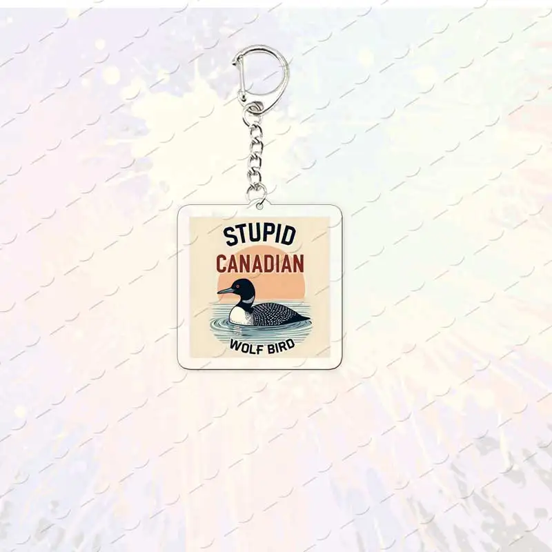 Acrylic Stupid Canadian Wolf Bird Keychain for Accessories Bag KeyRing Pendant Chains Jewelry  Fans Freinds Gifts view 3