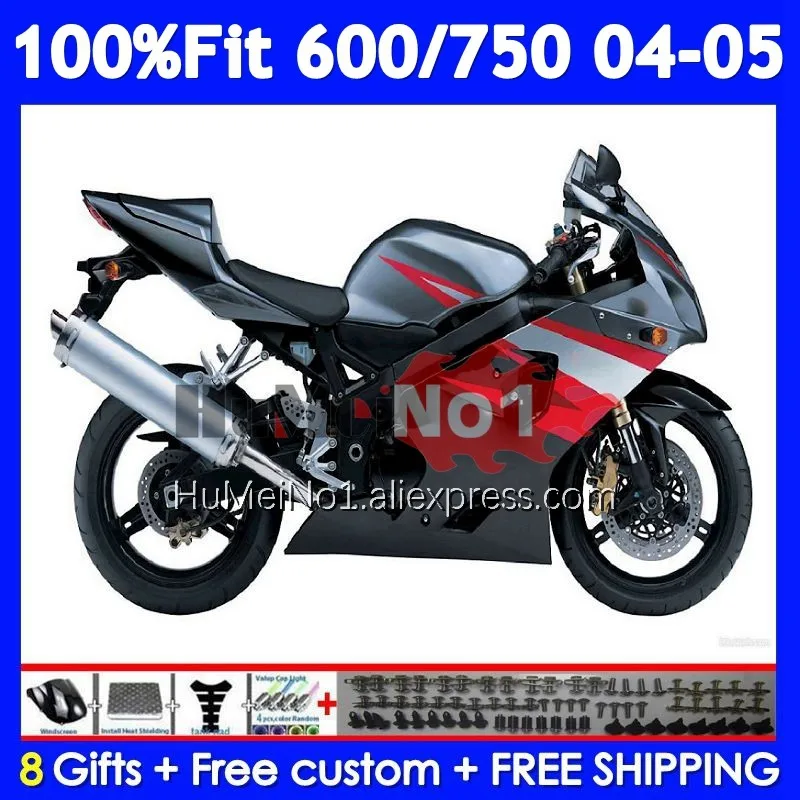 Glossy Grey OEM Body For SUZUKI GSXR 750 600 CC K4 GSX-R600 103No.0 GSXR-750 GSXR600 GSXR750 04 05 2004 2005 Injection Fairing