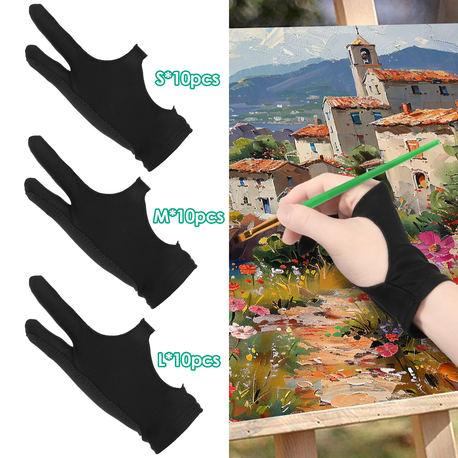 10Pcs Drawing Artist Gloves 3 Layer Two Finger Gloves Tablet Gloves Drawing Gloves Drawing Glove Paint Digital Graphic Tablet