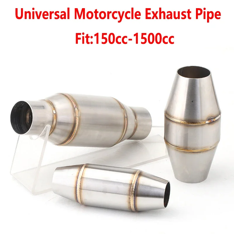 

Motorcycle Exhaust Pipe Muffler Catalyst Expansion Chamber Silencer Plug Back Pressure Drum Fit 150-1500cc Motorcycles Universal