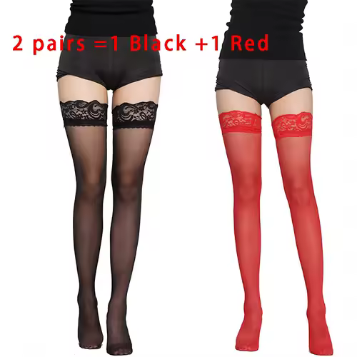 Kave Lace Silicone Anti Slip Thigh Socks Women Black/White Stocking For Women Thigh High Stockings Sexy Long Socks - Image 10