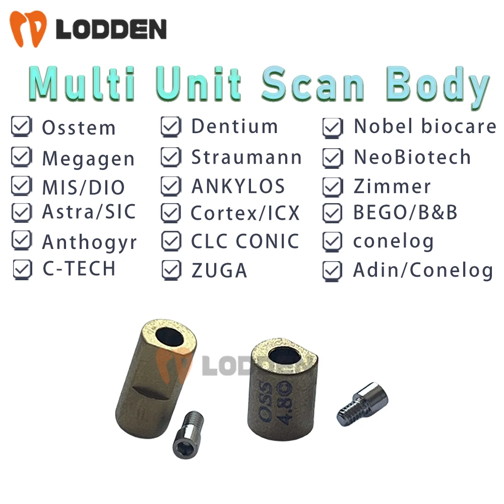 Dental Multi Unit Scan Body with Library for Osstem/Dentium/Dio/Megagen/NeoBiotech/Straumann/Nobel Biocare/MIS Gift Bridge Screw