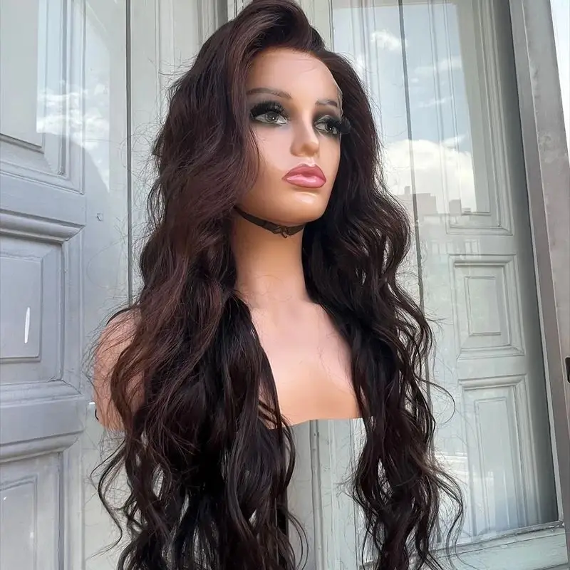 

Glueless Dark Brown Wave 30Inch 180Density 5x5 Silk Base Jewish Human Hair Wig Baby Hair HD Lace European Hair Preplucked Daily