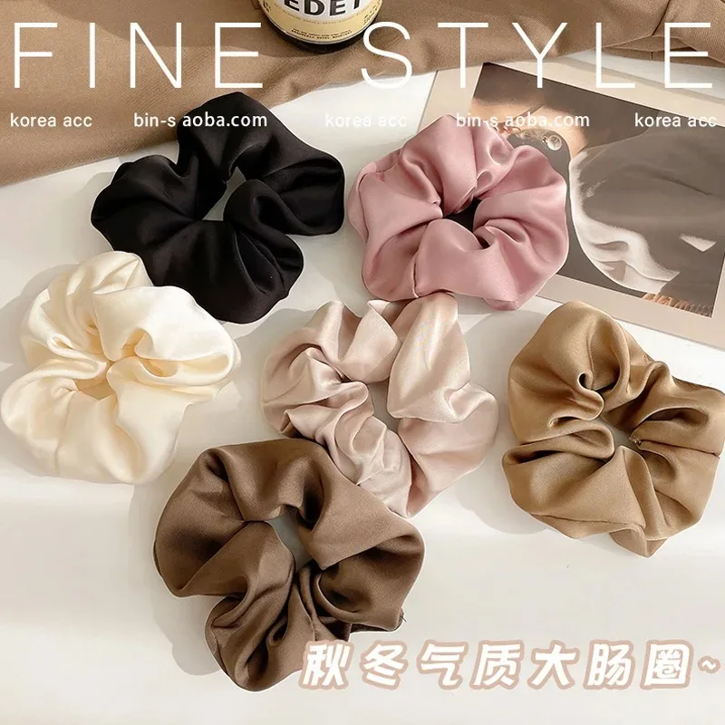 Französisch Seide Haar Zubehör Frauen Textur Elastique Cheveux Complementos De Moda Scrunchies Gomas Pelo Mujer Bands Krawatte Satin – Detail 4