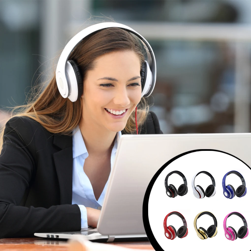 Stereo Earphone Bluetooth-compatible Headphone Multifunctional Ear Music Headset Earphones Leather Earmuffs White