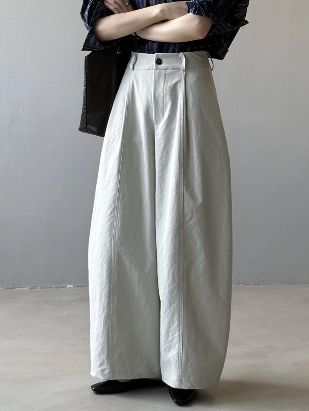 Cintura alta calças de perna larga para mulheres em forma de pêra outono 2025 estilo coreano calças casuais emagrecimento solto ajuste versátil