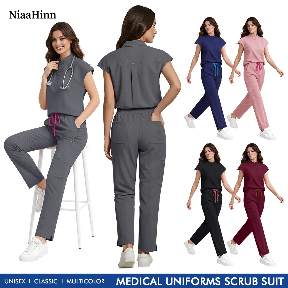 Uniformes Médicos para Hospital Veterinario, Blusas de Enfermera, Pantalones Rectos, Conjunto de Ropa Quirúrgica para Doctora, Accesorios de Enfermería, Ropa de Trabajo para Spa de Belleza