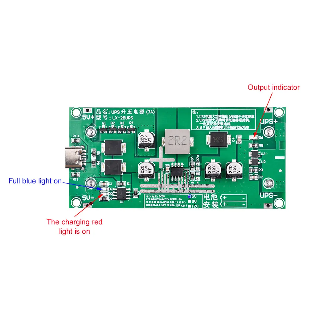 DIY UPS 2PCS 18650 Battery Box  Uninterruptible Power Supply Module Power Box with Charge Protection Function Type-c Interface