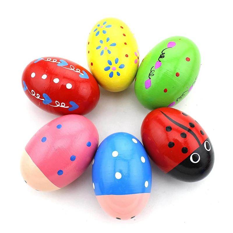 

Hot AD-Set Of 6 Wooden Percussion Musical Egg Maracas Egg Shakers For Children