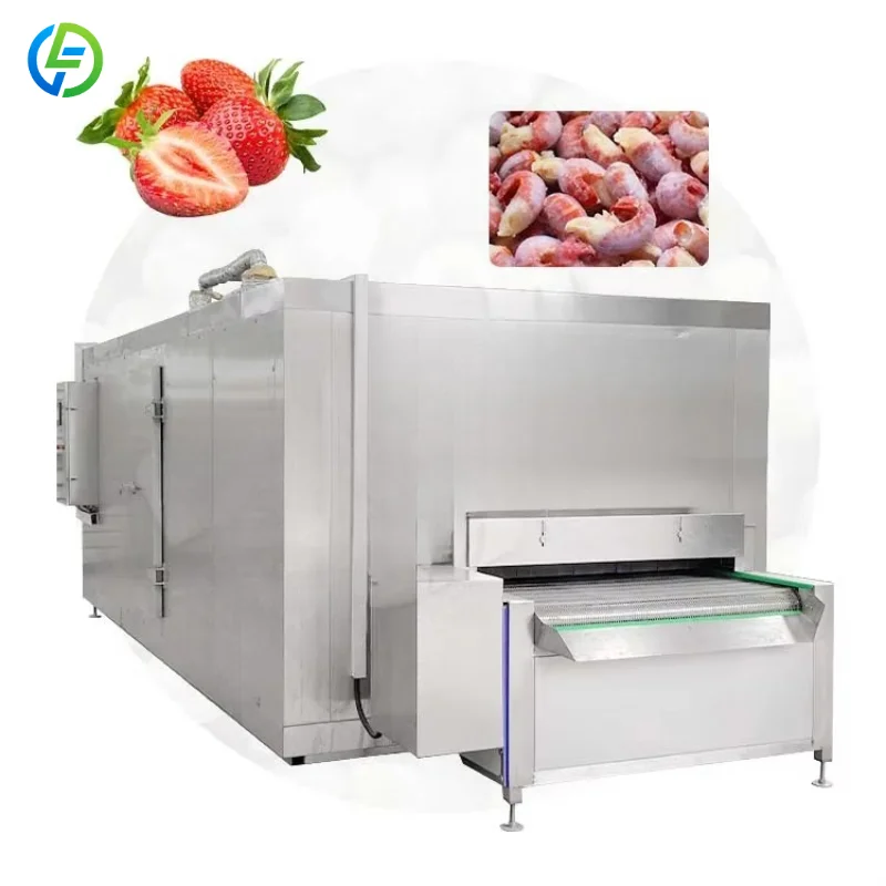 Factory Price Chocolate Flash Cryogenic Freezer Tunnel Fries Water Cooled Iqf Tunnel Freezer for Pineapple Customized