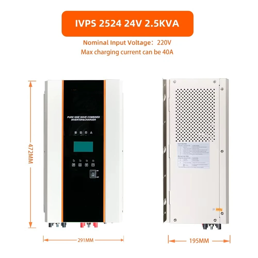 1.6 kW solar inverter inverter solar power generation system LCD pure sine wave output power frequency off-grid