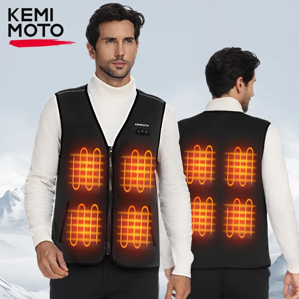 KEMIMOTO Winter Warm Heated Vest Motorcycle Riding Gear Men Women Jacket USB Smart Electric Heating Thermal for Outdoor Sports