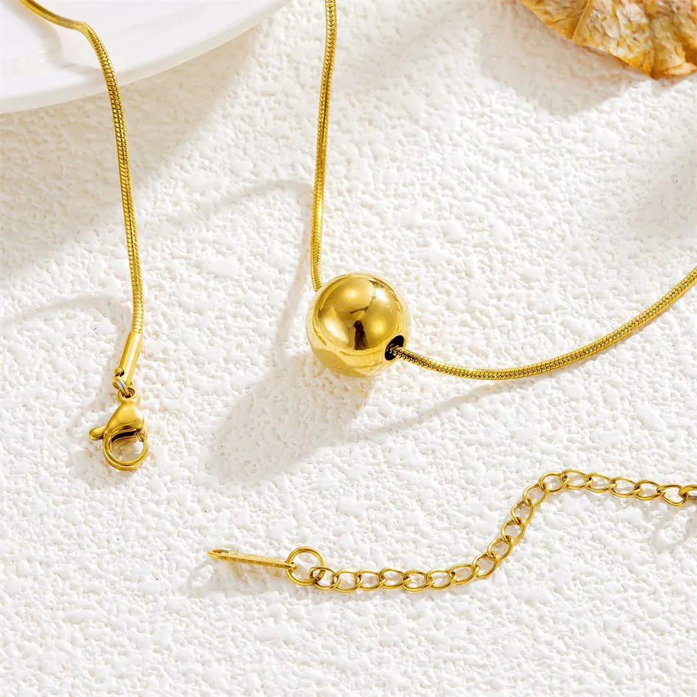 فاسق الترقوة كرة صغيرة قلادة الإناث الذهب اللون الفولاذ المقاوم للصدأ ثعبان العظام سلسلة المختنق قلادة للنساء مجوهرات هدية 2025 #5