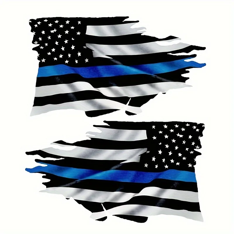 

2PCS/SET Thin Blue Line US Flag Sticker, Vinyl Decal for Cars, Gear, Decor–Respectful Accessory for Law Enforcement Supporters"