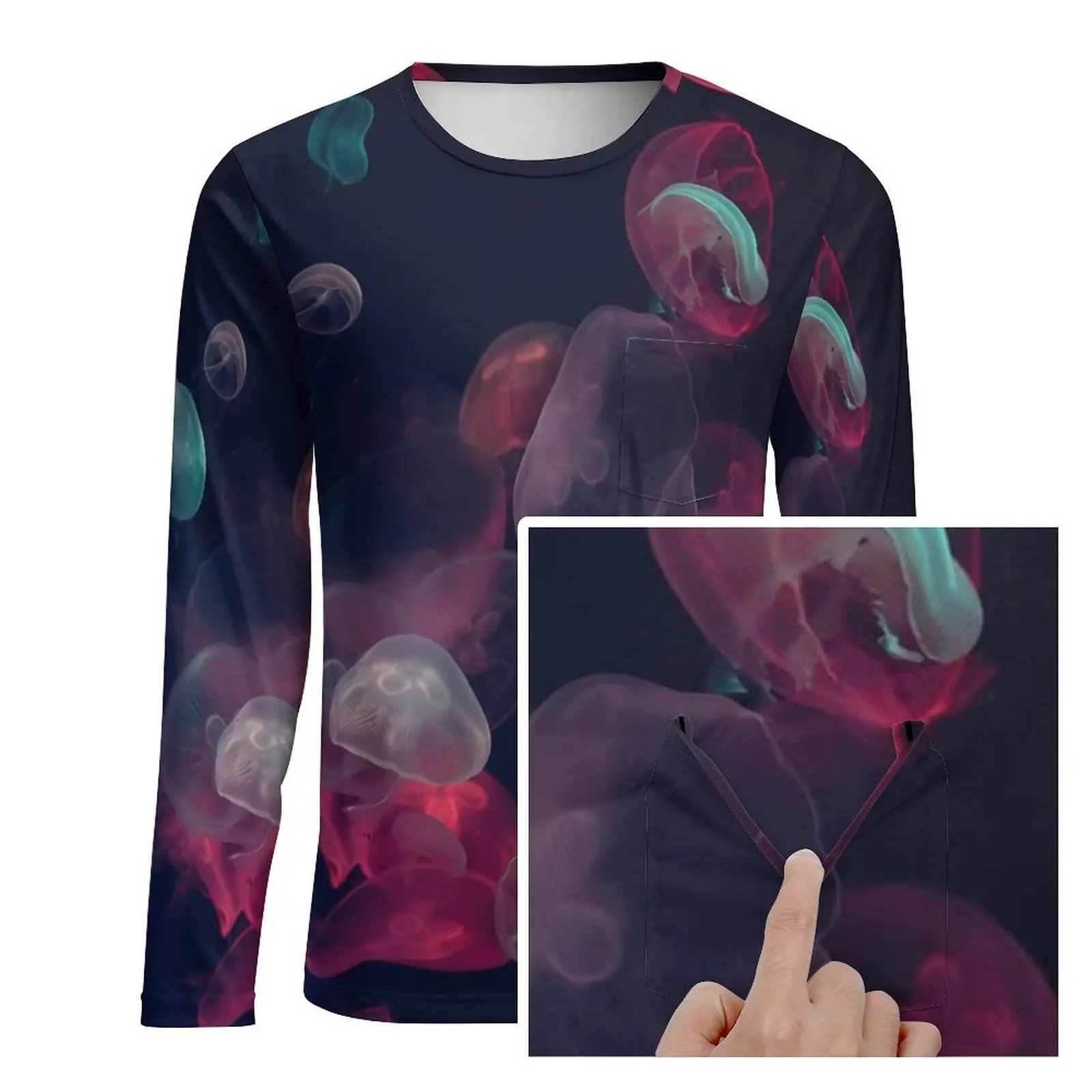 Jellies T-Shirt Blue Pink Red Jellyfish Male Vintage T Shirts Autumn Graphic Tees Long Sleeve Awesome Big Size Gift Idea