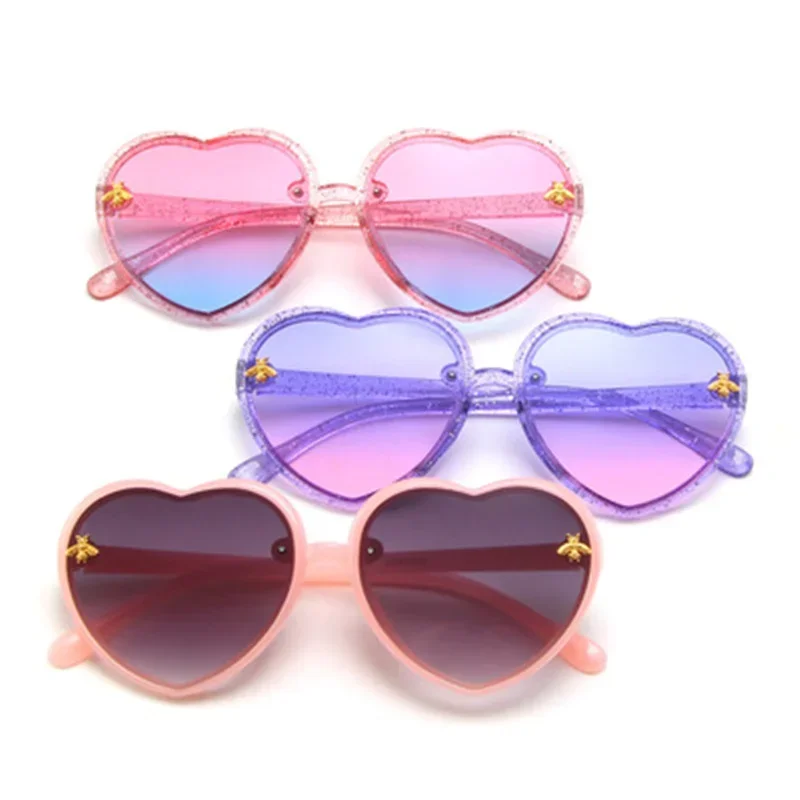 Fashion Heart Kids Sunglasses Children Retro Cute Pink Cartoon Sun Glasses Frame Girls Boys Baby Sunglasses UV400 Eyewear