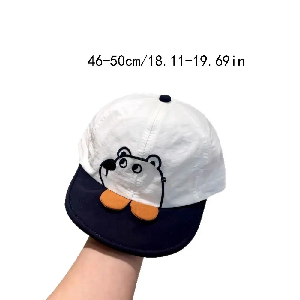 Cappello da bambino orso cartone animato a tesa corta moda Cappello da sole neonato casual ad asciugatura rapida Cappello da sole per neonato in cotone traspirante Ragazzi/ragazze