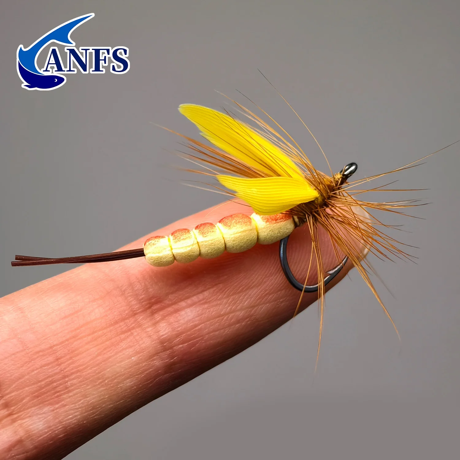 ANFS ANzuelos con mosca para trucha seca mayfly ala amarilla cola espuma - imagen 4