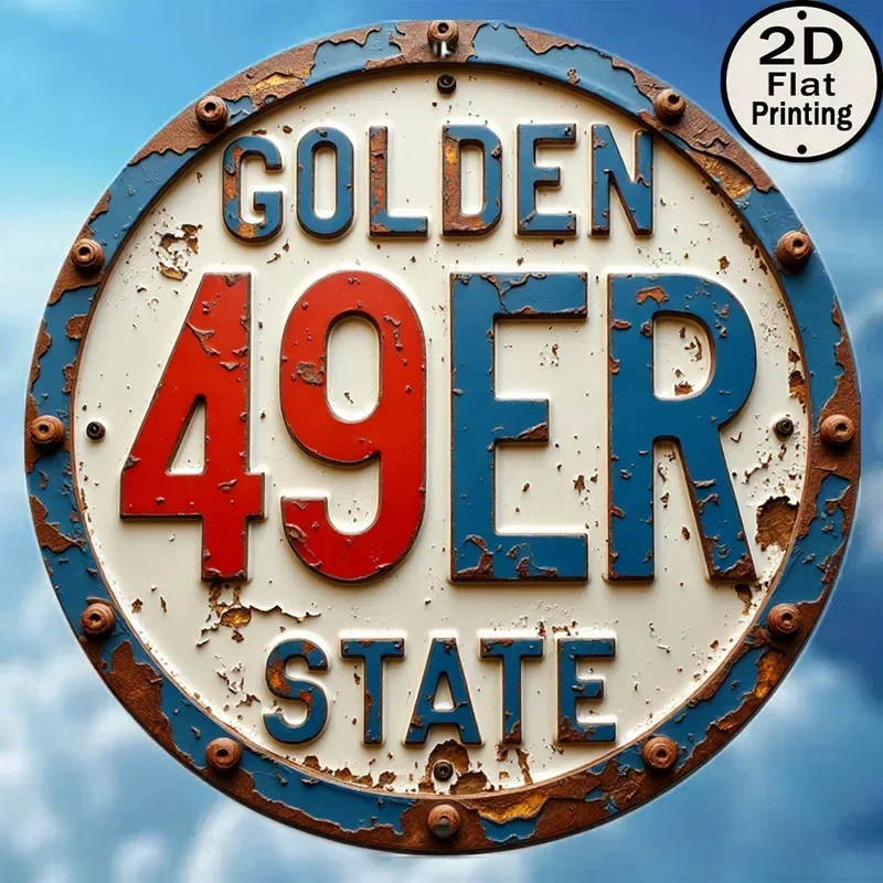 8 Inch Round Aluminum Wall Sign Mountain River Forest Scenery 2D Flat Farmhouse Decor Gift For Garden Cafe Front Door