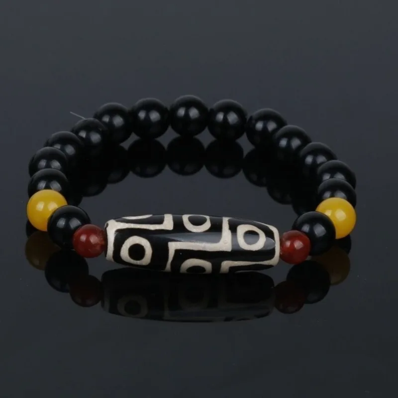 

New nine-eye dzi beads ice flower old agate chalcedony bracelet retro Buddha beads ethnic style men's and women's models