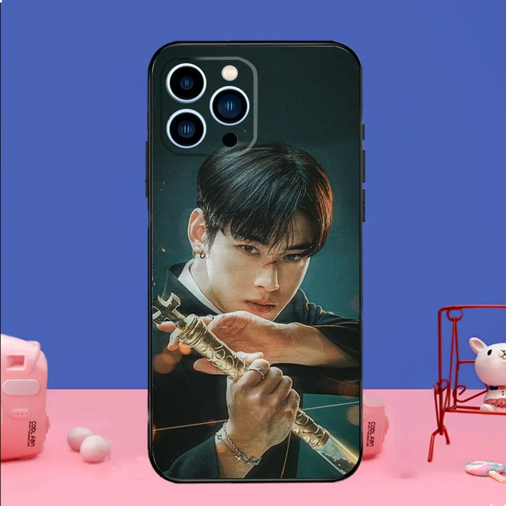 Kpop Cha EunWoo Phone Case For iPhone 14,13,12 Mini 11 Pro XR,X,XS,MAX 6S,7,8 Plus Silicone Cover Soft black