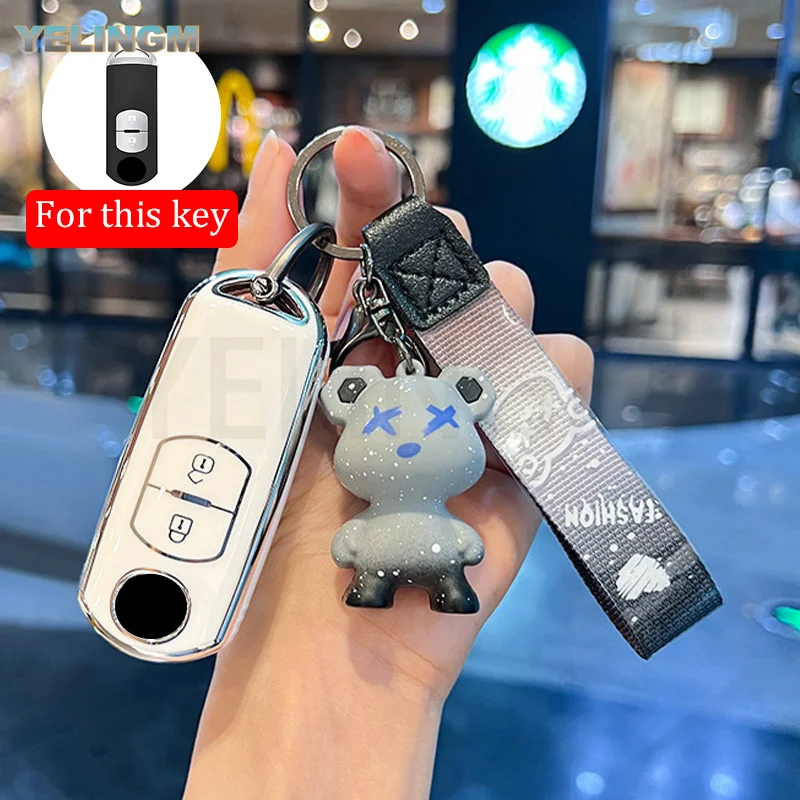 TPU 2-Tasten-Gehäuse für Mazda CX-3 CX3 CX-5 CX5 CX-7 CX-9 CX-8 2 3 5 6 BL BM GJ Atenza Axela Demio Auto-Fernbedienungs-Schlüsselhülle