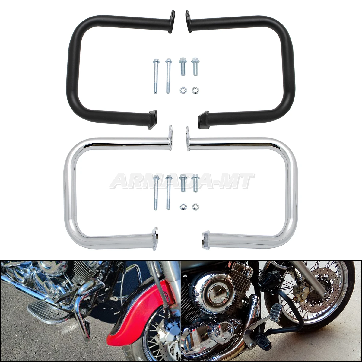 Motorschutz-Sturzbügel-Stoßstange für Yamaha Dragstar V-Star XVS 400 650 Classic 1998–2013, XVS400/600 DS400 DS650 Custom 1997–2013