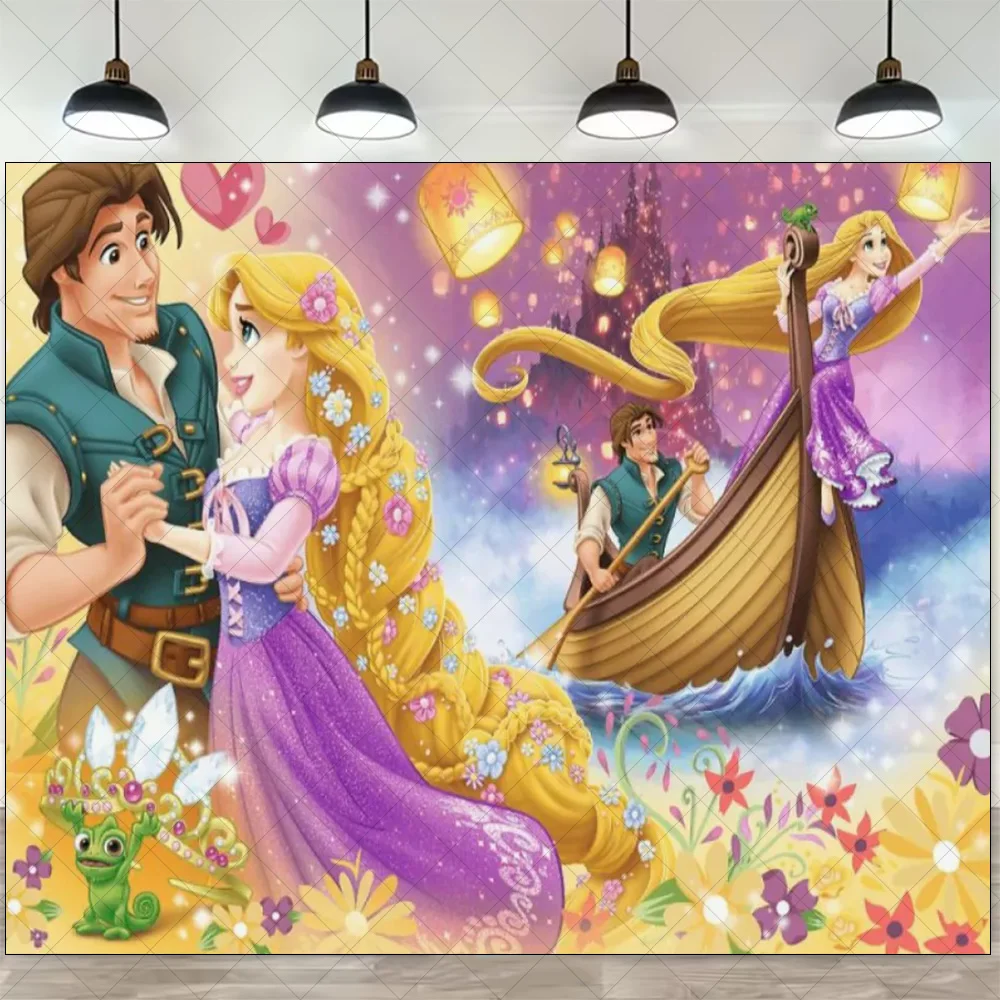 Cartoon Tangled Rapunzel Thema Geburtstag Party Dekorationen Hintergrund Einweg Geschirr Luftballons Baby Dusche Banner Kinder Geschenk
