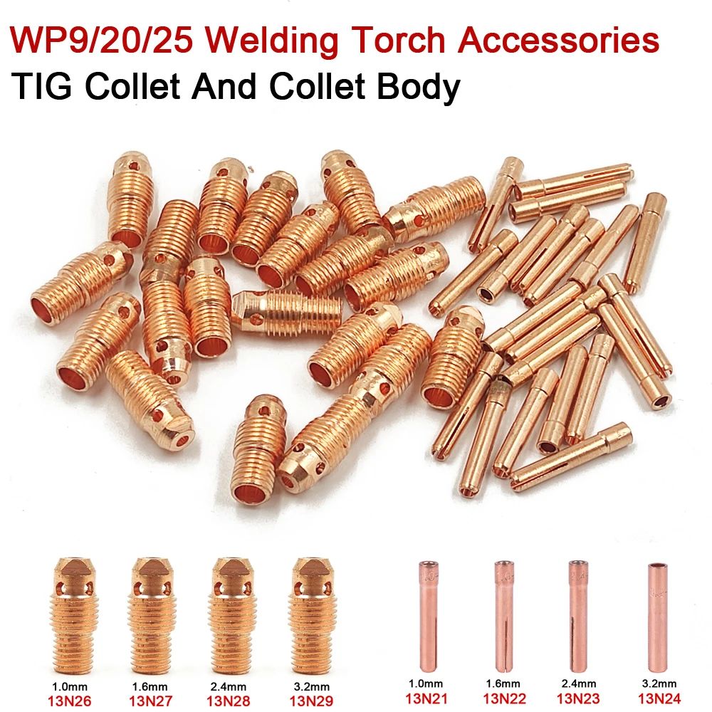 

Argon Welding Torch Consumable Collet Body 1.0mm 1.6mm 2.0mm 2.4mm 3.2mm 4.0mm WP9 WP20 WP25 TIG Tungstens Electrodes Collet