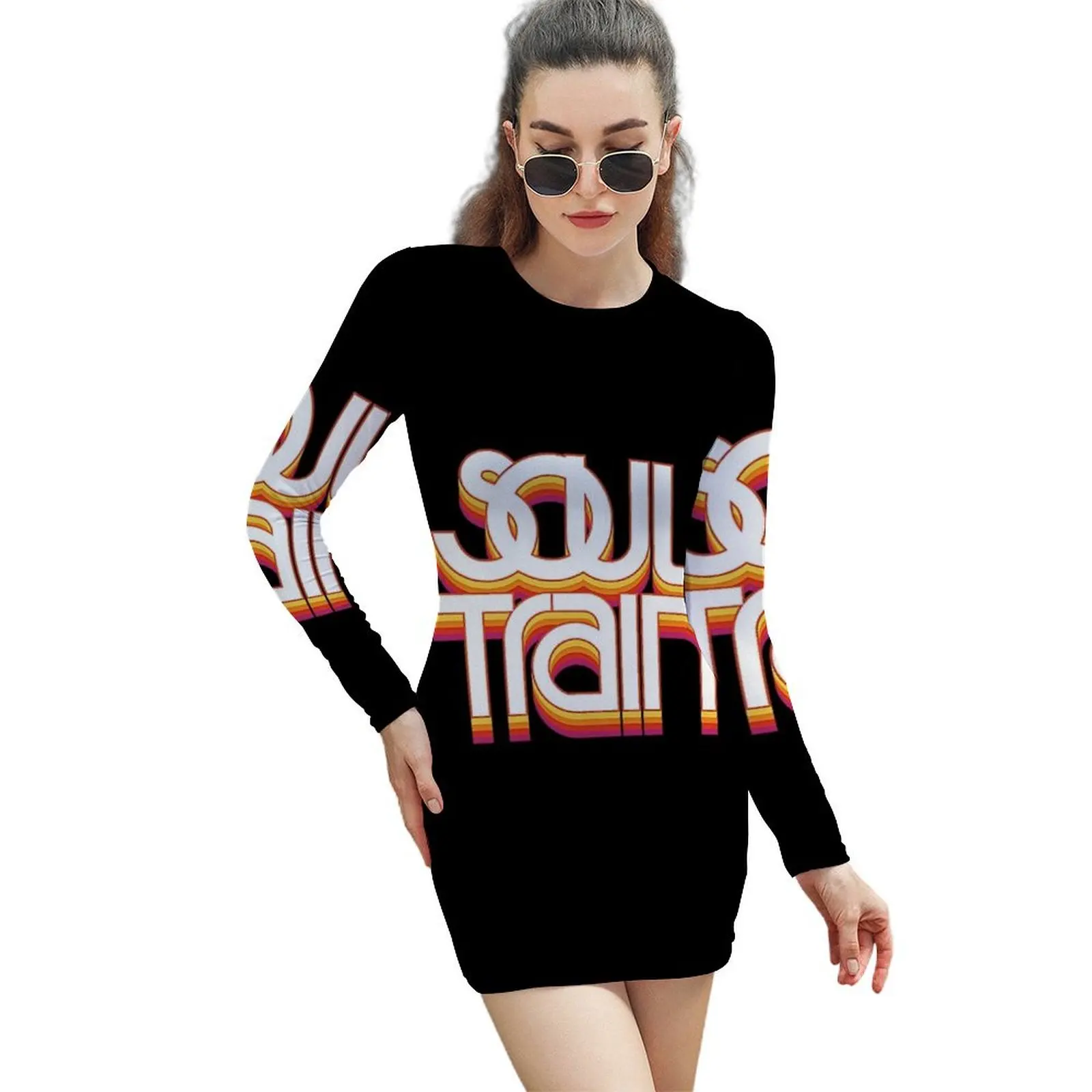 

Soul Train T-Shirt Long-Sleeved Sheath Dress Casual dresses women's summer jumpsuit Clothing female