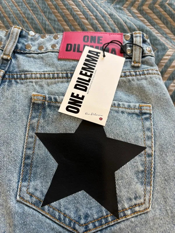 

Y2k ONE DILEMMA Джинсы с принтом звезд Хип-хоп Уличная одежда Мешковатые джинсовые брюки Джинсы с низкой талией Harajuku Женская одежда в американском стиле